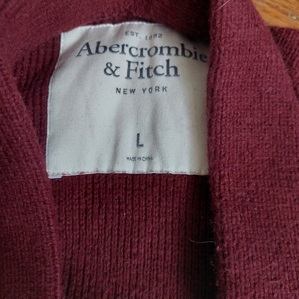 Abercrombie And FITCH Sweater Button Down Burgundy Knit Top Sz L ( F) - Picture 3 of 5
